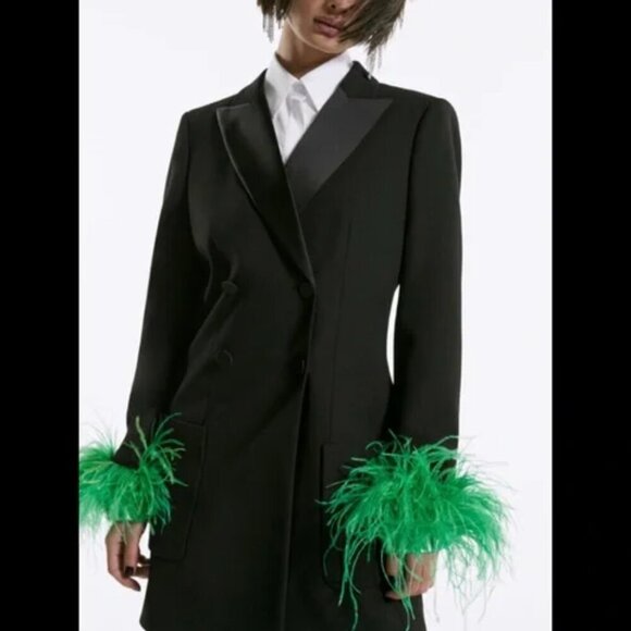 ZARA BLACK COLLARED DOUBLE-BREASTED BLAZER JACKET DRESS WITH POCKETS SIZE M NWT - Picture 10 of 10